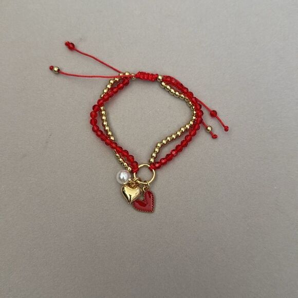 Red Beaded Charm Bracelet A1199 - Picture 3 of 4